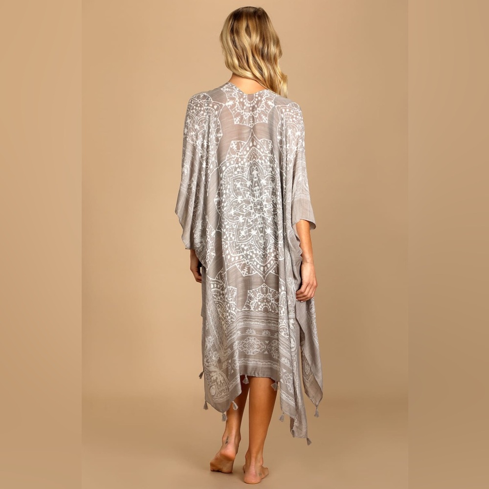 Lulus Sun Daze Grey Print Cover-Up One Size - Picture 5 of 10